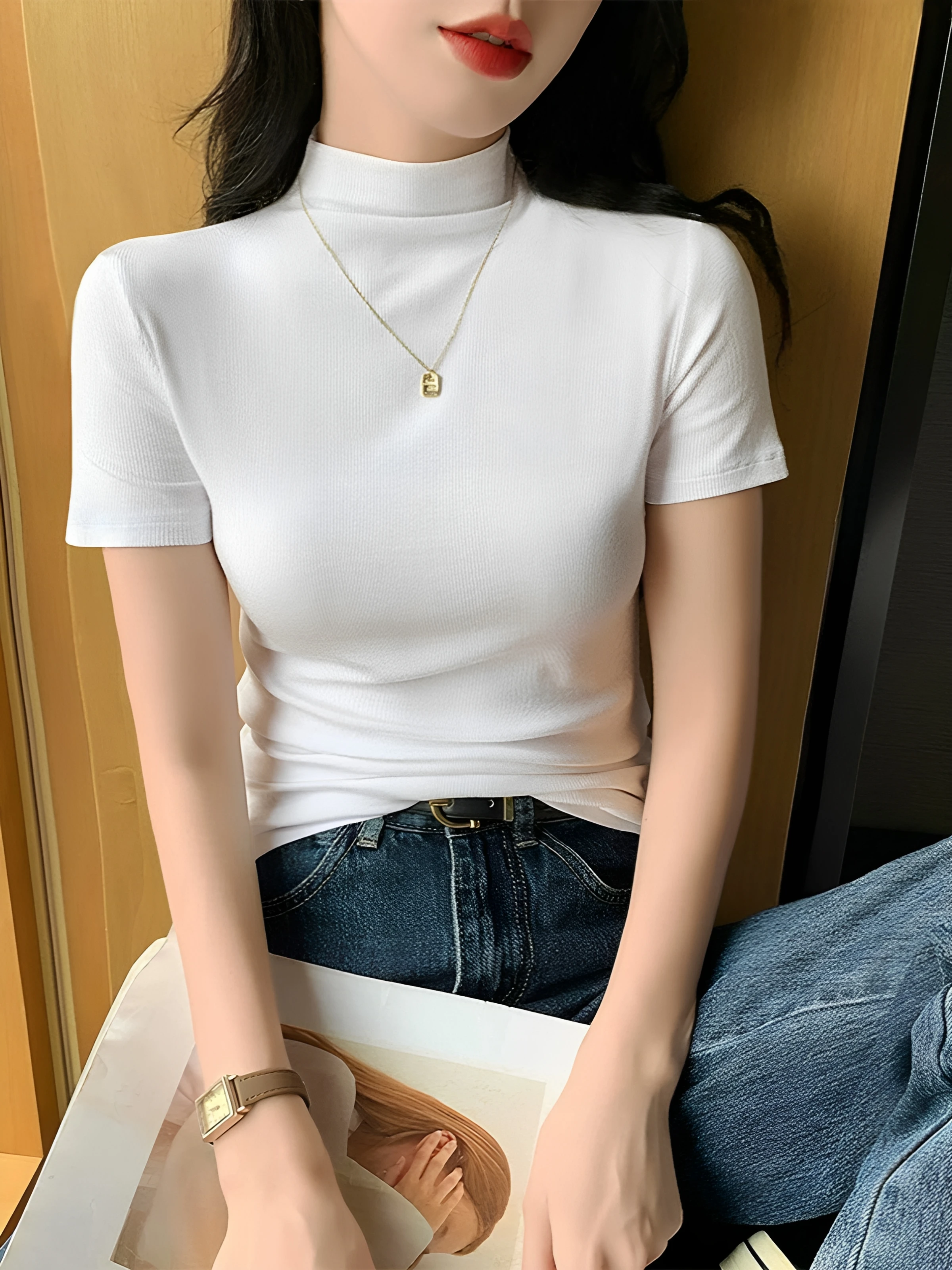 Summer 2026 Casual Short Sleeve Half High Neck Women's T-shirt plus Size Inner Wear Commute Sexy Bottoming Shirt
Summer 2026 Casual Short Sleeve Half High Neck Women's T-shirt plus Size Inner Wear Commute Sexy Bottoming Shirt
