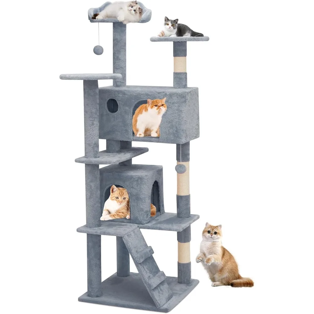 62-Inch Indoor Cat Tree Tower - Multi-Level Activity Center with 2 Condos & Scratching Posts
62-Inch Indoor Cat Tree Tower - Multi-Level Activity Center with 2 Condos & Scratching Posts