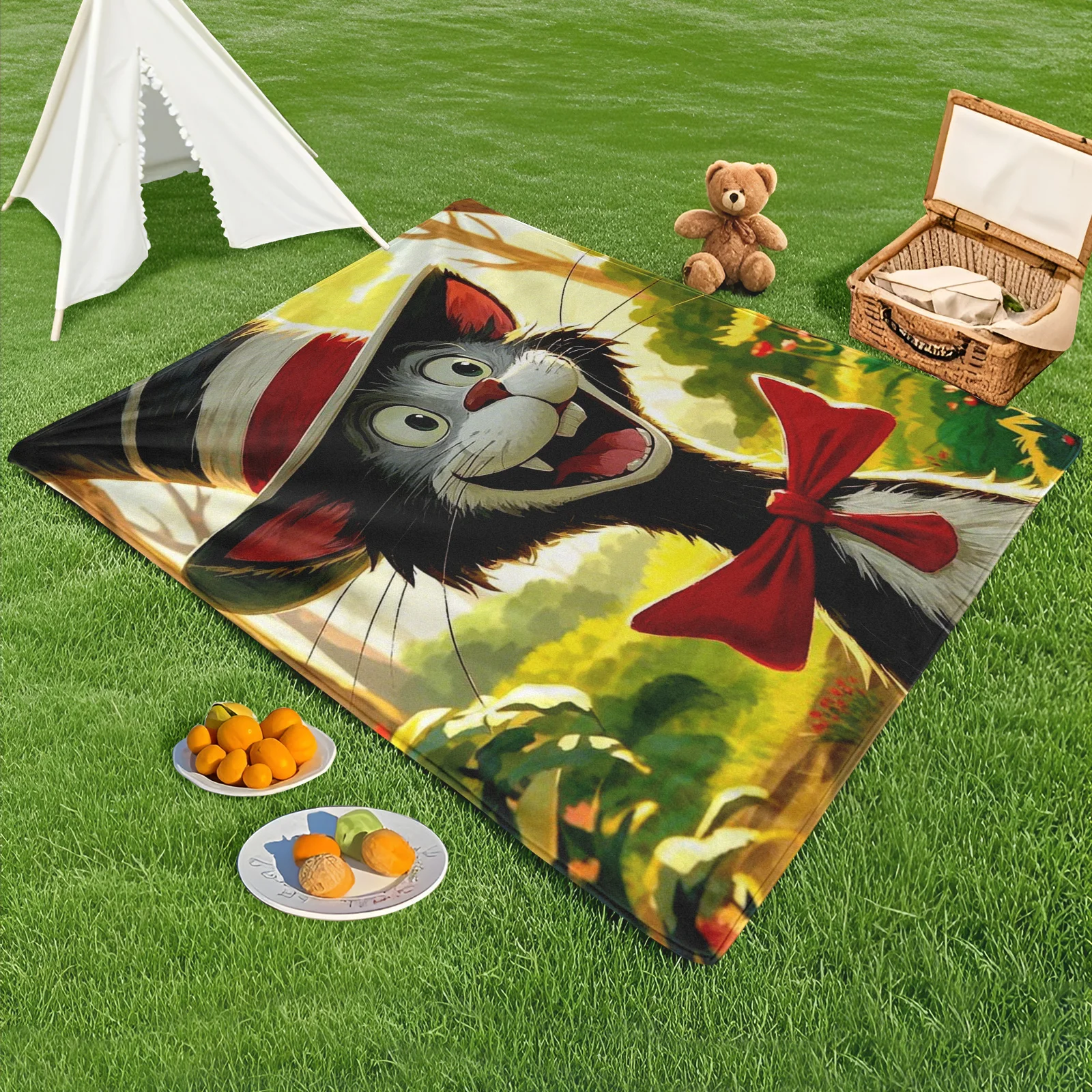 Hat-Wearing Cat With Bowtie In Yellow Forest Design Outdoor Blanket For Camping Hiking And Nature Adventures In The Woods
Hat-Wearing Cat With Bowtie In Yellow Forest Design Outdoor Blanket For Camping Hiking And Nature Adventures In The Woods