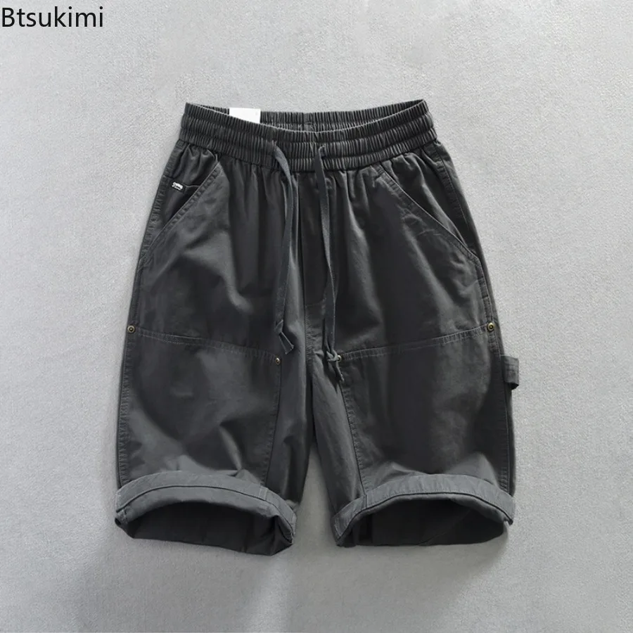 Summer New Men's Cargo Shorts 100% Cotton Elasticated Waist Casual Drawstring Straight Shorts Retro Big Pockets Baggy Pants Male
Summer New Men's Cargo Shorts 100% Cotton Elasticated Waist Casual Drawstring Straight Shorts Retro Big Pockets Baggy Pants Male
