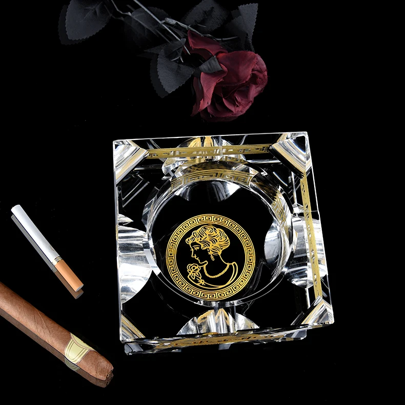 Crystal glass hand-gilt square size ashtray European-style crystal cigarette dish office living room decoration
Crystal glass hand-gilt square size ashtray European-style crystal cigarette dish office living room decoration
