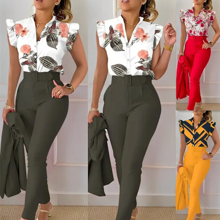 Printed Blouse Floral Print Ruffle Sleeve Cap Sleeve Blouses Button Front Geometric Print Cropped Top Three Quarter Sleeve V
Printed Blouse Floral Print Ruffle Sleeve Cap Sleeve Blouses Button Front Geometric Print Cropped Top Three Quarter Sleeve V