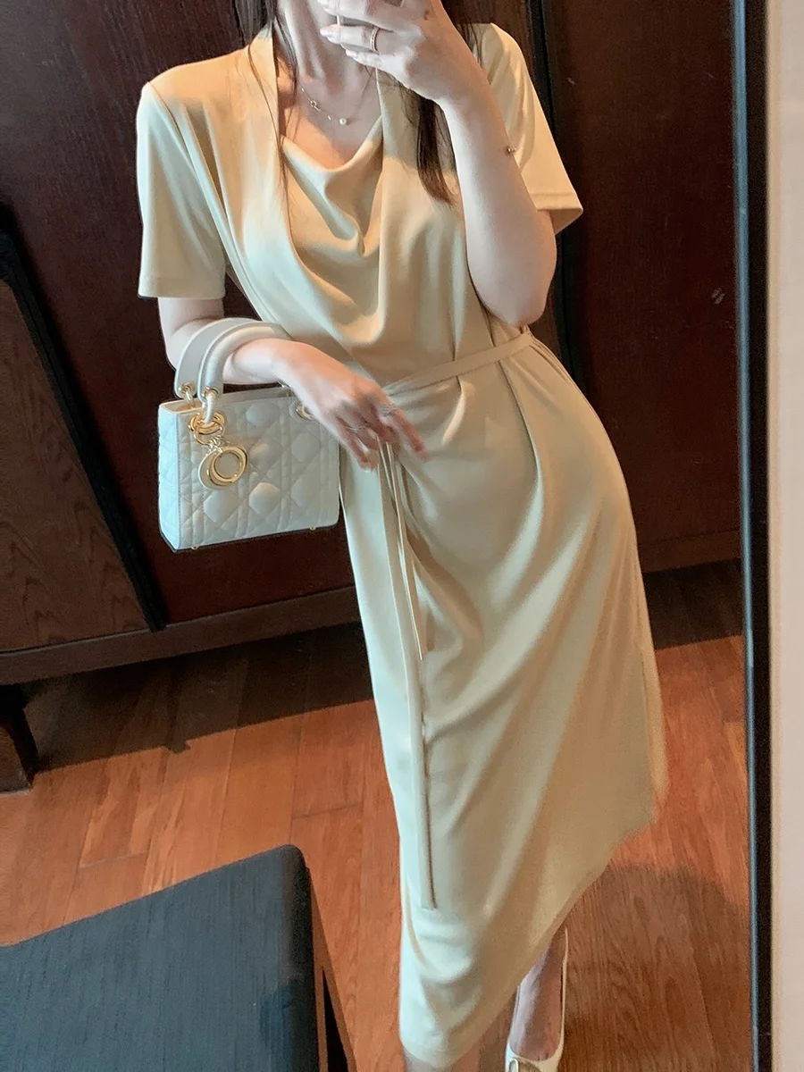 Dajos Glimmering Knitted T Dress Sisterly Style Waist Cinched Neck Flared Spring Summer Long Dress Short Sleeve OL Commute
Dajos Glimmering Knitted T Dress Sisterly Style Waist Cinched Neck Flared Spring Summer Long Dress Short Sleeve OL Commute