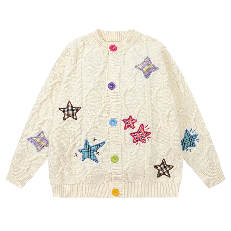 Women Autumn O-neck Knitted Sweater Warm Lor Star Embroidered Fashion Cardigan Female Winter Lazy Coat
Women Autumn O-neck Knitted Sweater Warm Lor Star Embroidered Fashion Cardigan Female Winter Lazy Coat