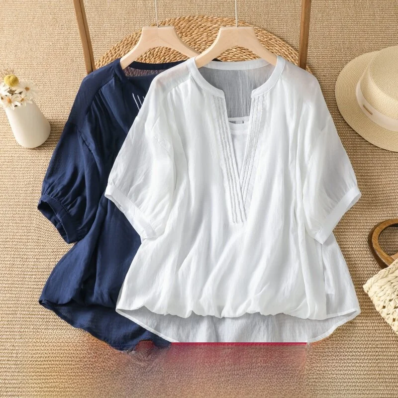 Women's Loose Lightweight Short Sleeve Shirt Casual Bright Thread Detailing Thin T-Shirt Top V-Neck Regular Length Summer Fas...
Women's Loose Lightweight Short Sleeve Shirt Casual Bright Thread Detailing Thin T-Shirt Top V-Neck Regular Length Summer Fas...