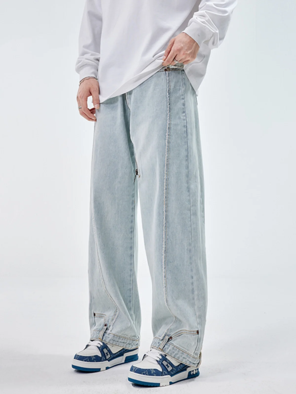 Trendy Men's Loose Straight Leg Jeans Patchwork Versatile Wide Leg Pants Floor-Length Spring Autumn New Sle Casual Wear
Trendy Men's Loose Straight Leg Jeans Patchwork Versatile Wide Leg Pants Floor-Length Spring Autumn New Sle Casual Wear