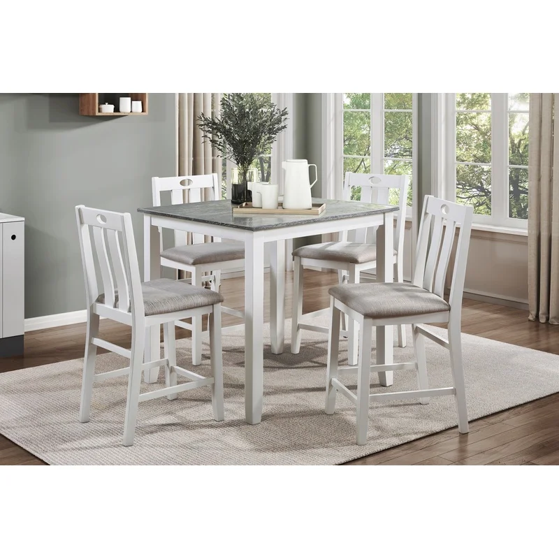 5-Piece Weathered Gray and White Counter Height Dining Set with Fabric Upholstered Chairs
5-Piece Weathered Gray and White Counter Height Dining Set with Fabric Upholstered Chairs