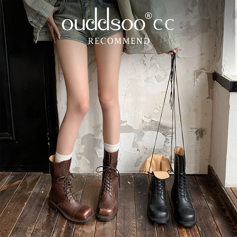 Ods Winter New Women's Ankle Boots Lace-Up Cowboy Women Motorcycle Trend Rock Punk Fashion Low Heel Round Toe Leather Boots 40
Ods Winter New Women's Ankle Boots Lace-Up Cowboy Women Motorcycle Trend Rock Punk Fashion Low Heel Round Toe Leather Boots 40