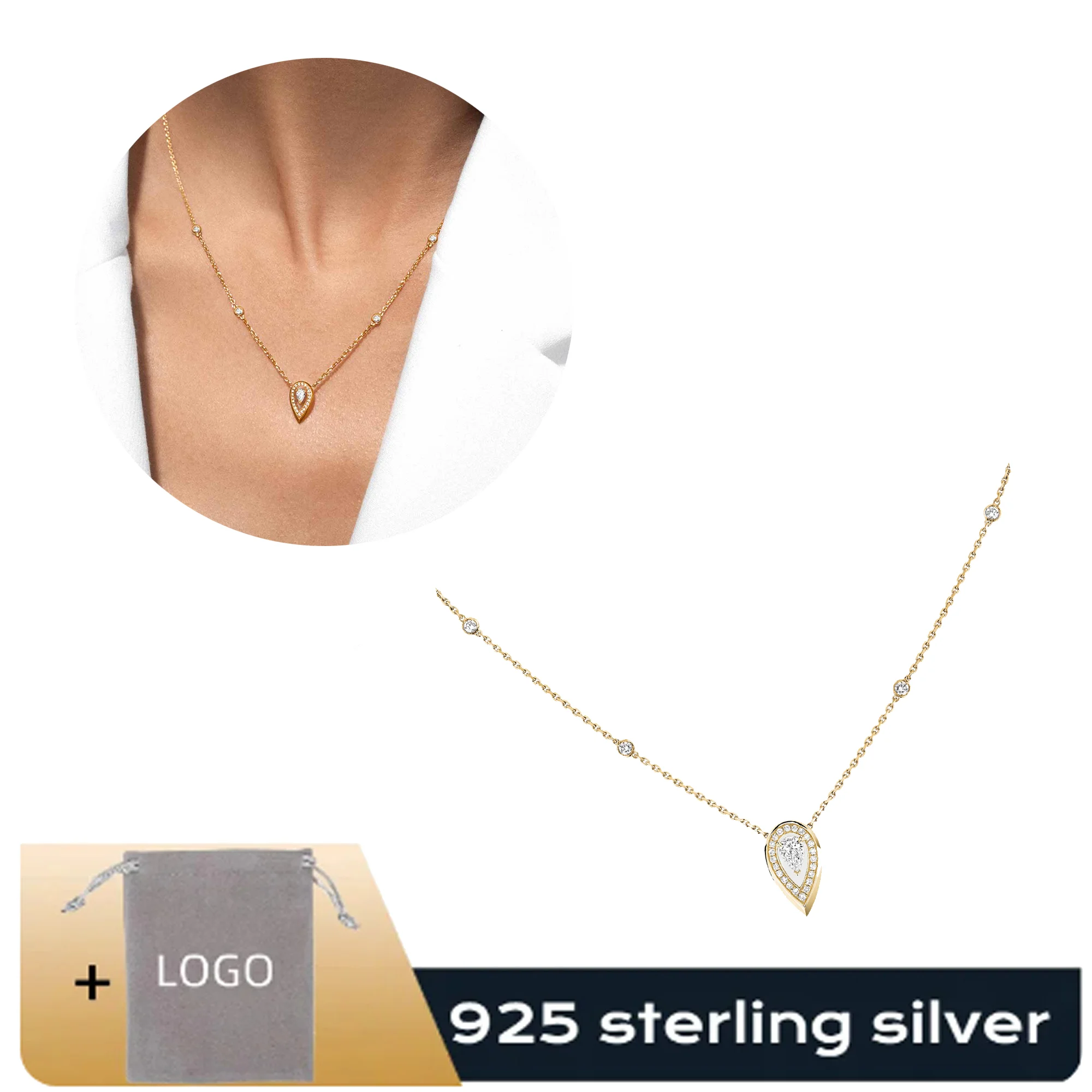 Fashionable Classic Messik - Home Pure Silver s925 Elegant Fiery Series Water Drop Set Diamond Necklace
Fashionable Classic Messik - Home Pure Silver s925 Elegant Fiery Series Water Drop Set Diamond Necklace