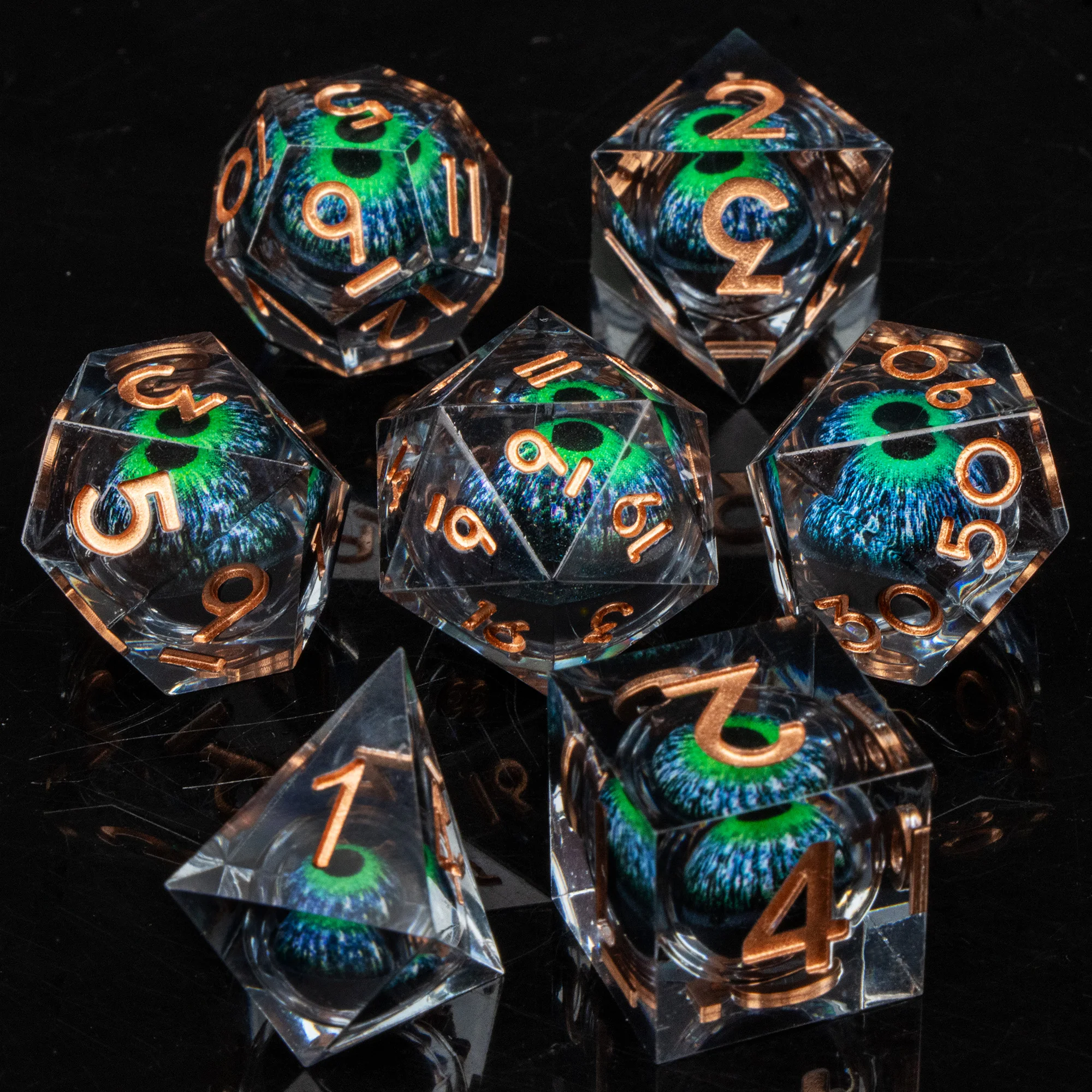 Liquid Core Dice for Role Playing Games, Dragon Eye Dice, Sharp Edge Resin Dice Set
Liquid Core Dice for Role Playing Games, Dragon Eye Dice, Sharp Edge Resin Dice Set