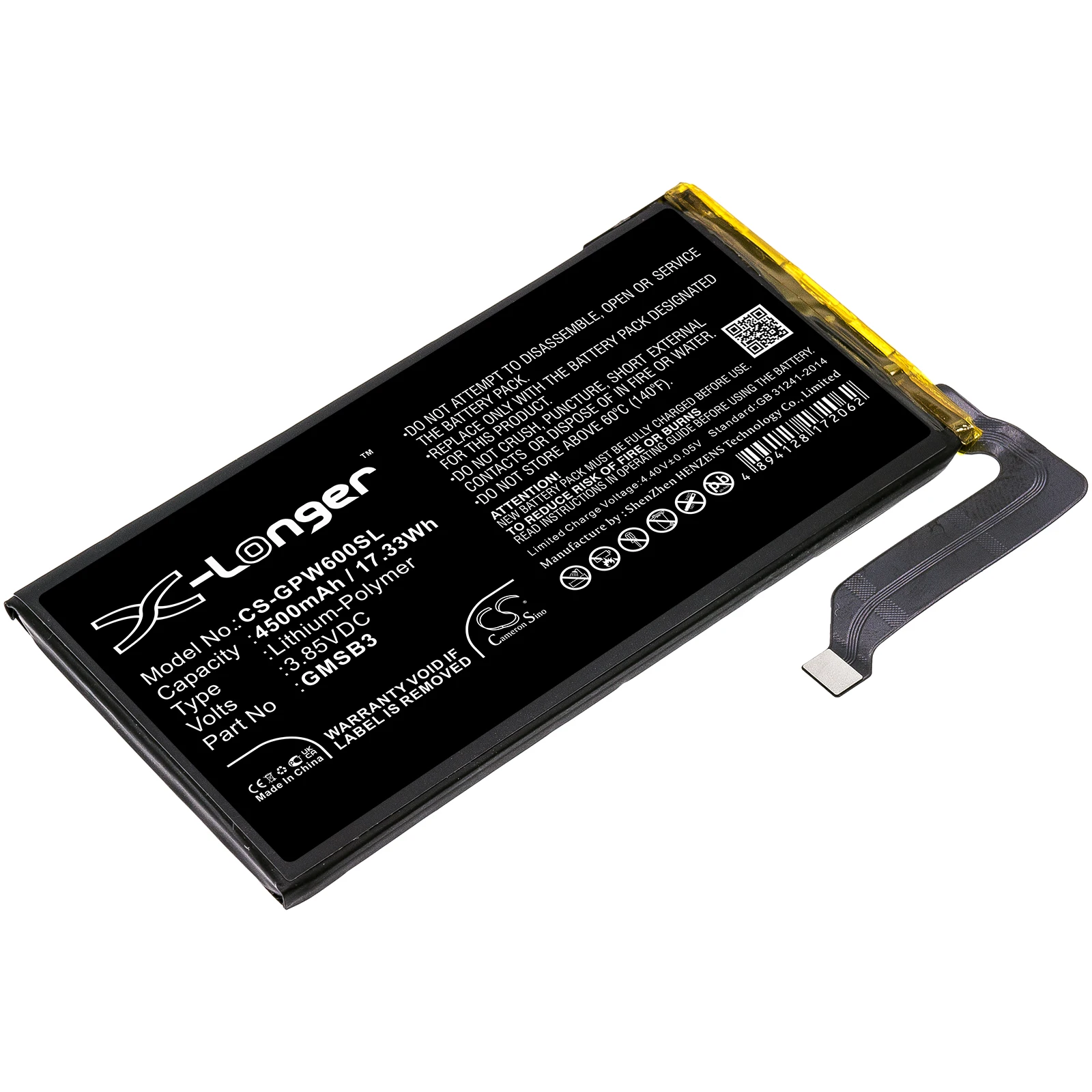 Li-Polymer Mobile, SmartPhone Battery for Google, 3.85V, 4500mAh, Compatible Models: G9S9B, GB7N6, GR1YH, Pixel 6
Li-Polymer Mobile, SmartPhone Battery for Google, 3.85V, 4500mAh, Compatible Models: G9S9B, GB7N6, GR1YH, Pixel 6