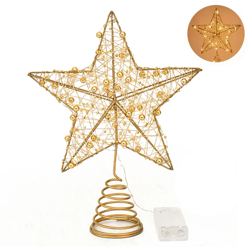 LED Light Christmas Tree Star Topper with Pearl Wire Gold Iron Xmas Tree Ornaments 2025 New Year Home Decoration Natal Noel 2024
LED Light Christmas Tree Star Topper with Pearl Wire Gold Iron Xmas Tree Ornaments 2025 New Year Home Decoration Natal Noel 2024