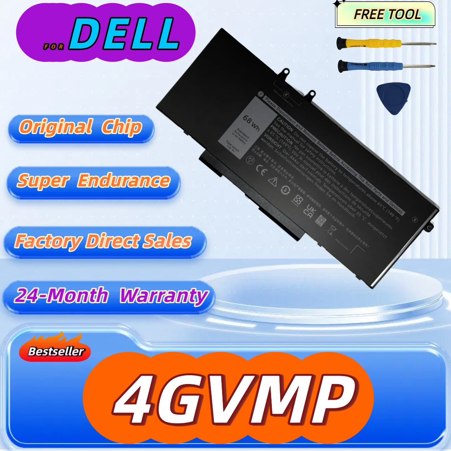 4GVMP Battery for Dell Latitude 5400 5500 5410 5510 E5400 E5500 Inspiron 7590 7591 7791 Free Tools 24Months Warranty
4GVMP Battery for Dell Latitude 5400 5500 5410 5510 E5400 E5500 Inspiron 7590 7591 7791 Free Tools 24Months Warranty