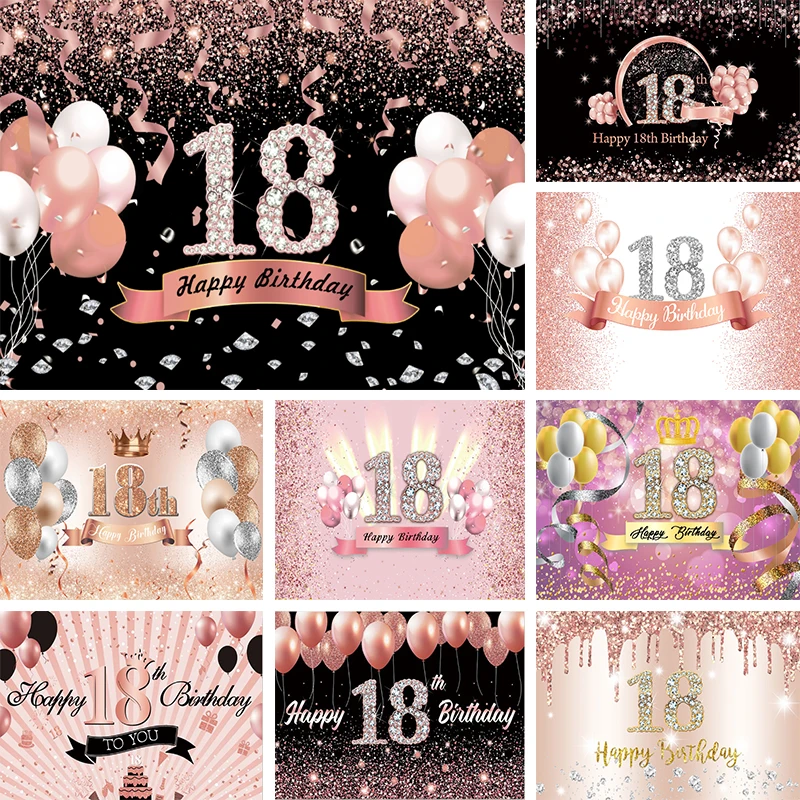 Rose Gold Glitter 18th Photo Backdrop Girls 18 Years Old Birthday Party Balloon Photography Background Photo Decor Banner Props
Rose Gold Glitter 18th Photo Backdrop Girls 18 Years Old Birthday Party Balloon Photography Background Photo Decor Banner Props