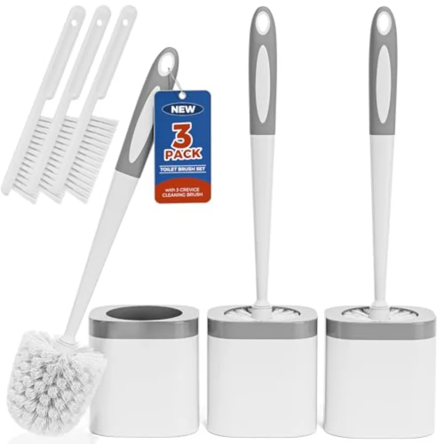 Toilet Brush, 3 Pack Toilet Brush and Holder Set Bathroom Accessories, Toilet Bowl Brush and Holder with 3 Crevice Brush for Ba
Toilet Brush, 3 Pack Toilet Brush and Holder Set Bathroom Accessories, Toilet Bowl Brush and Holder with 3 Crevice Brush for Ba