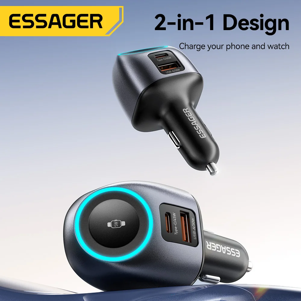 Essager 2 IN 1 Car Charger For iPhone 17 Xiaomi Huawei Magnetic Wireless for Apple Watch 1-11 SE 1-3 Fast Charging Car Charger
Essager 2 IN 1 Car Charger For iPhone 17 Xiaomi Huawei Magnetic Wireless for Apple Watch 1-11 SE 1-3 Fast Charging Car Charger
