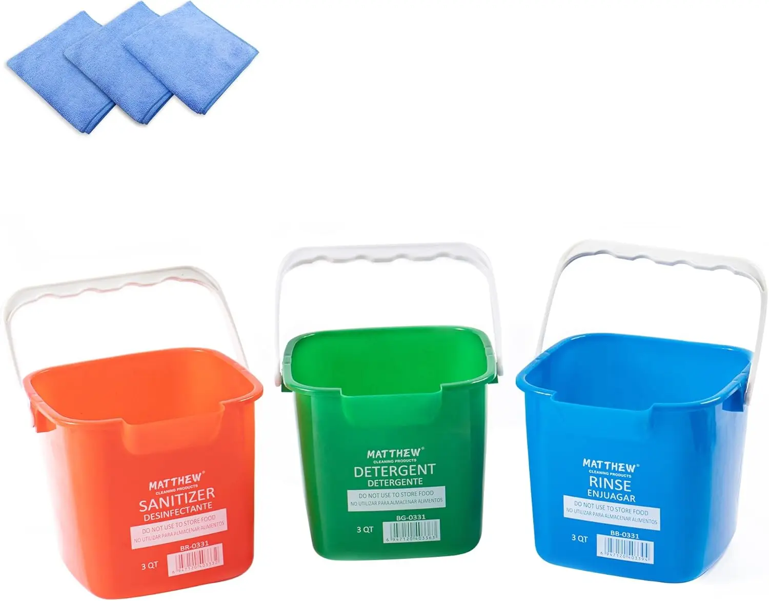 3-Color Cleaning Bucket Set with Spout & 3 Microfiber Cloths, 3 Quart, Wash Rinse Sanitize
3-Color Cleaning Bucket Set with Spout & 3 Microfiber Cloths, 3 Quart, Wash Rinse Sanitize