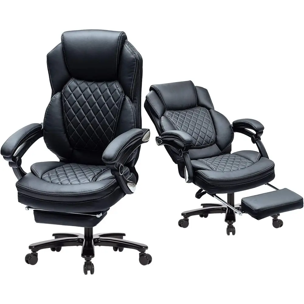 500 lbs Capacity Reclining Office Desk Chair with Footrest, Executive Lounge Chair for Plus Size, Black Leather Recliner
500 lbs Capacity Reclining Office Desk Chair with Footrest, Executive Lounge Chair for Plus Size, Black Leather Recliner