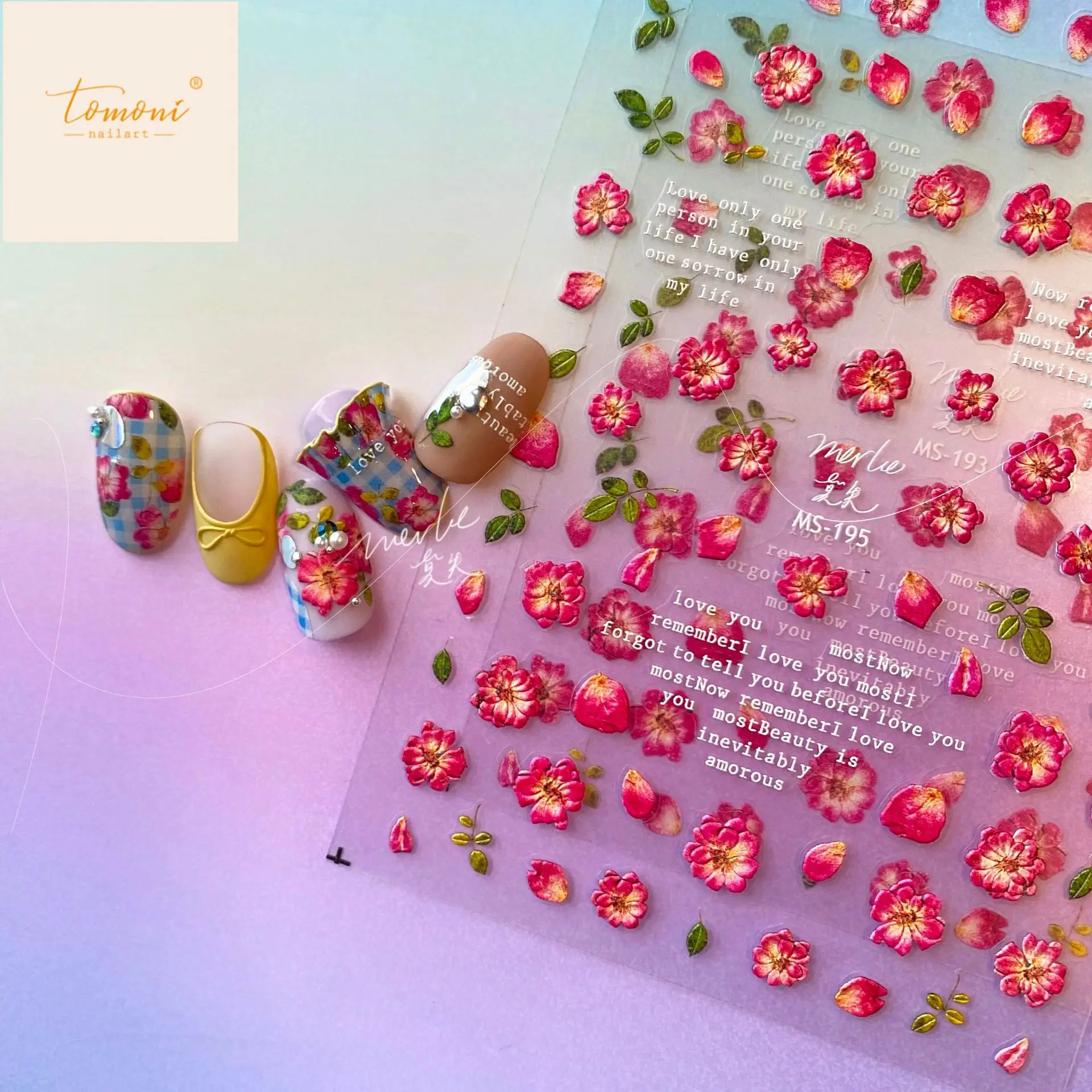 Spring Flower 5D Nail Sticker Transfer Embossed Engraved Press on Nails Florals Leaf Water Decal Nail Art Decorations Manicura
Spring Flower 5D Nail Sticker Transfer Embossed Engraved Press on Nails Florals Leaf Water Decal Nail Art Decorations Manicura