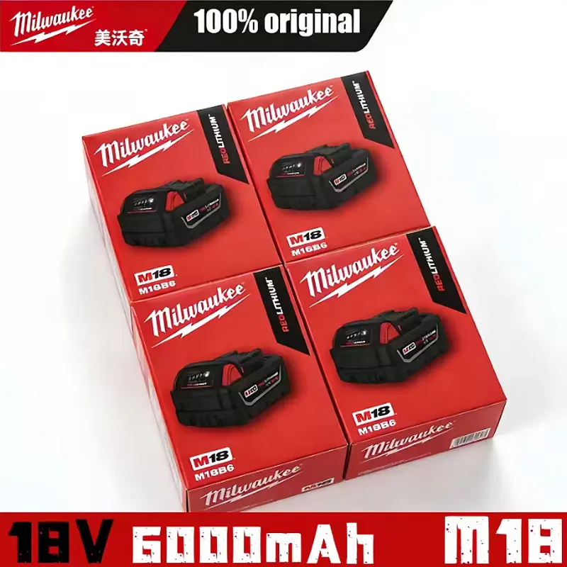 100% Milwaukee M18 6.0Ah 5.0Ah Battery, 18V RED Lithium-Ion Replacement Battery for 48-11-1860 2604-22 M18 Power Tools
100% Milwaukee M18 6.0Ah 5.0Ah Battery, 18V RED Lithium-Ion Replacement Battery for 48-11-1860 2604-22 M18 Power Tools