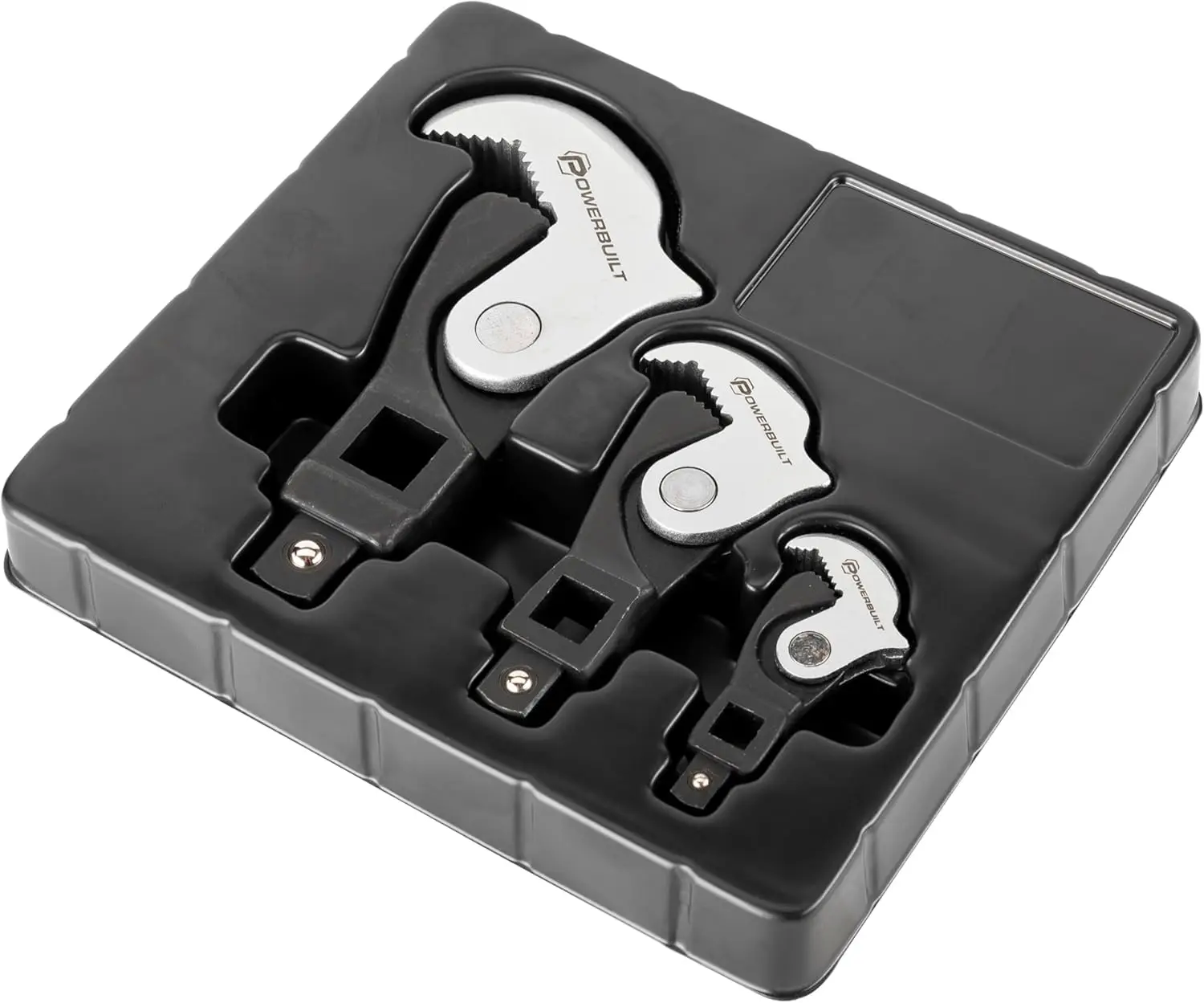 3-Piece Spring-Loaded Crowfoot Wrench Set, Adjustable Auto Size, Universal Self-Adjusting Power Grip with Storage Tray
3-Piece Spring-Loaded Crowfoot Wrench Set, Adjustable Auto Size, Universal Self-Adjusting Power Grip with Storage Tray