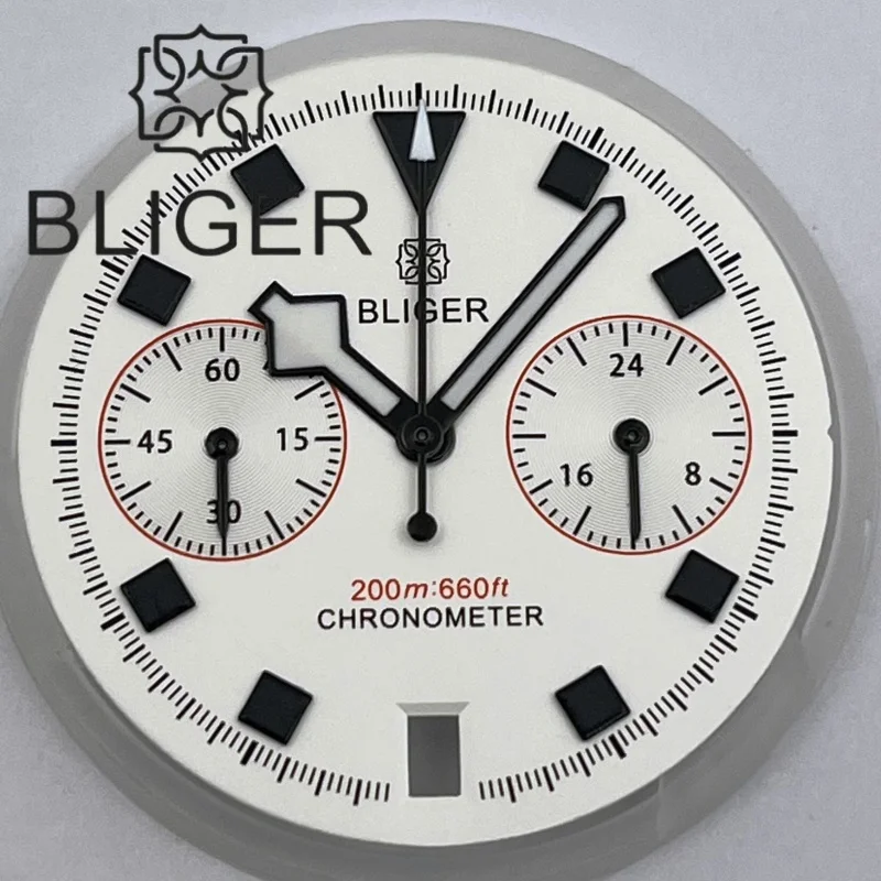 BLIGER 30 мм черный, синий, белый циферблат с 5 стрелками, подходит для кварцевого механизма VK64, дата на 6 часов, зеленые светящиеся детали часов
BLIGER 30 мм черный, синий, белый циферблат с 5 стрелками, подходит для кварцевого механизма VK64, дата на 6 часов, зеленые светящиеся детали часов