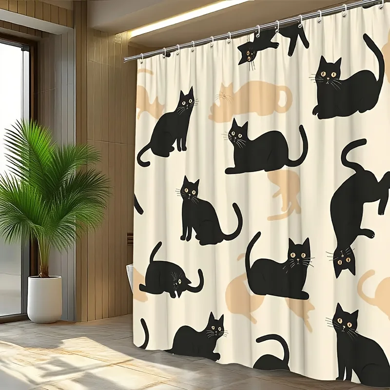 Shower Curtain Black Cat Print Polyester 70.8x70.8 Inch Machine Washable Bathroom Decor
Shower Curtain Black Cat Print Polyester 70.8x70.8 Inch Machine Washable Bathroom Decor