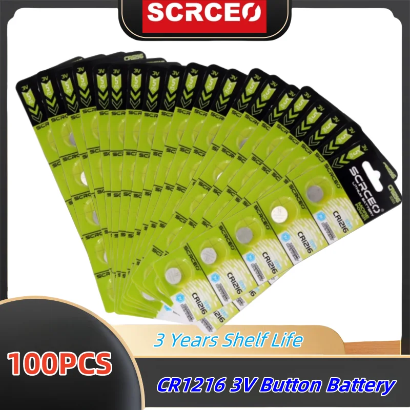 100PCS CR1216 3V Lithium Button Battery BR1216 LM1216 DL1216 5034LC ECR1216 Coin Cell Watch CR 1216 Batteries for Toy Remote
100PCS CR1216 3V Lithium Button Battery BR1216 LM1216 DL1216 5034LC ECR1216 Coin Cell Watch CR 1216 Batteries for Toy Remote