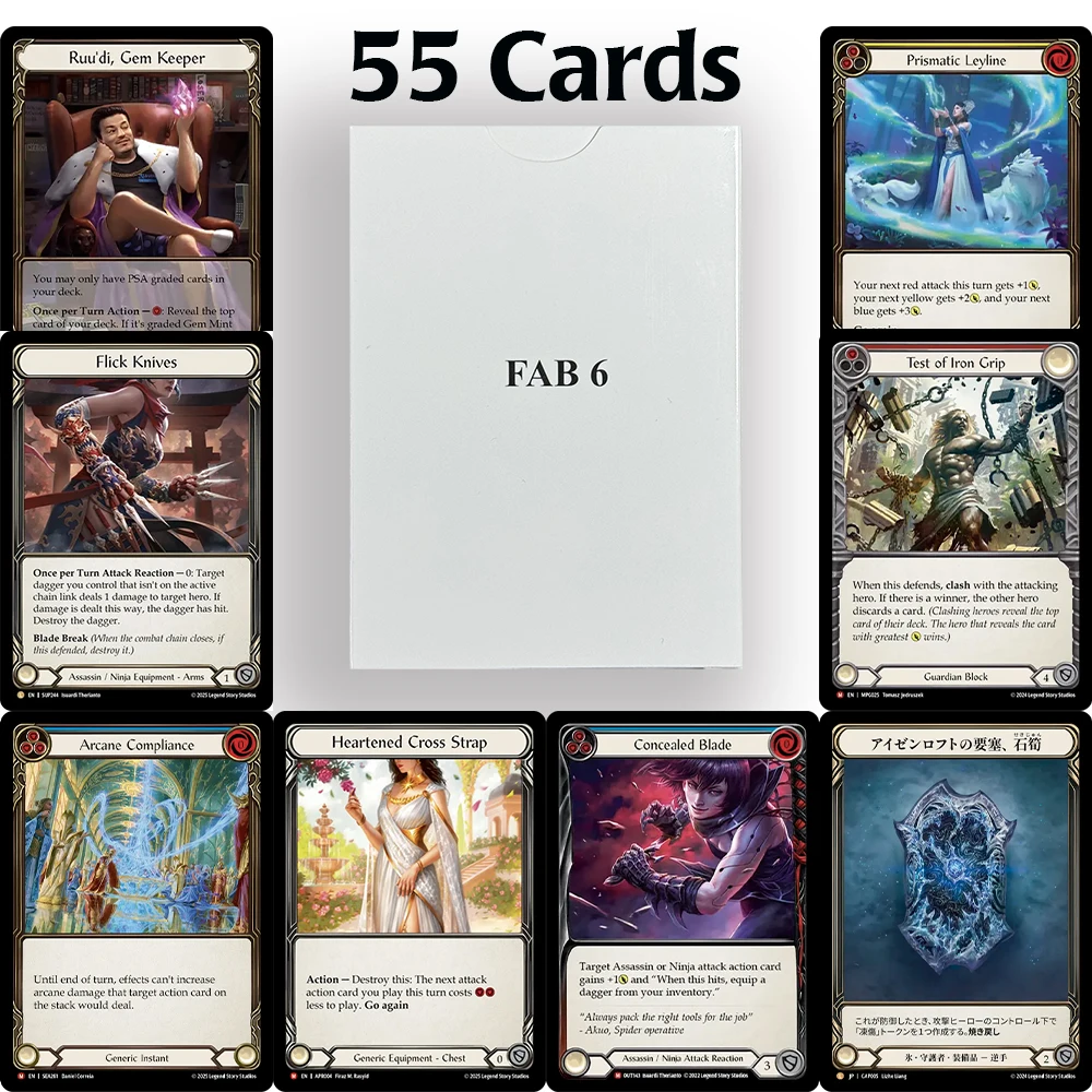 55PCS/FAB6 Proxy Regular Game Cards Inclusive Japanese and English version Arcane Compliance Imposing Visage Sheepshead Shield
55PCS/FAB6 Proxy Regular Game Cards Inclusive Japanese and English version Arcane Compliance Imposing Visage Sheepshead Shield