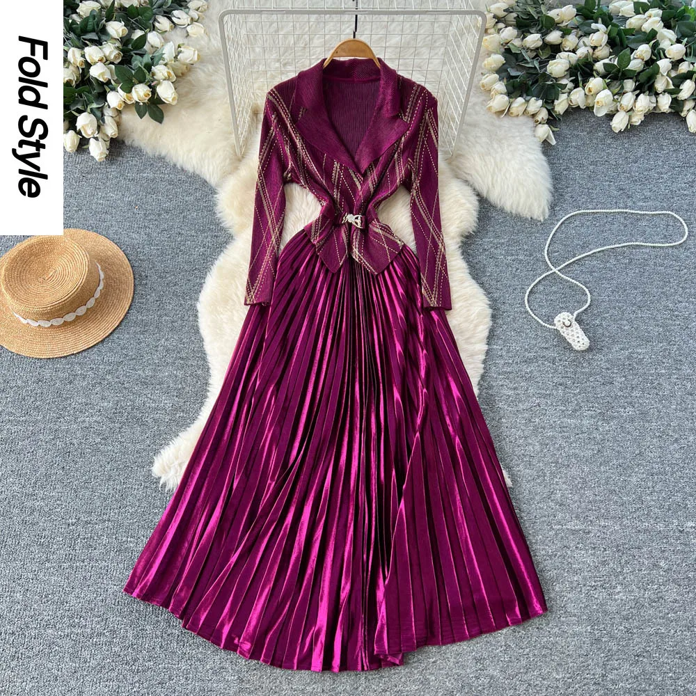 Miyake High-end Temperament Glossy Splicing Dress Women's Long-sleeved Waist Thin Pleated Extravagant Long Commuter Dress
Miyake High-end Temperament Glossy Splicing Dress Women's Long-sleeved Waist Thin Pleated Extravagant Long Commuter Dress