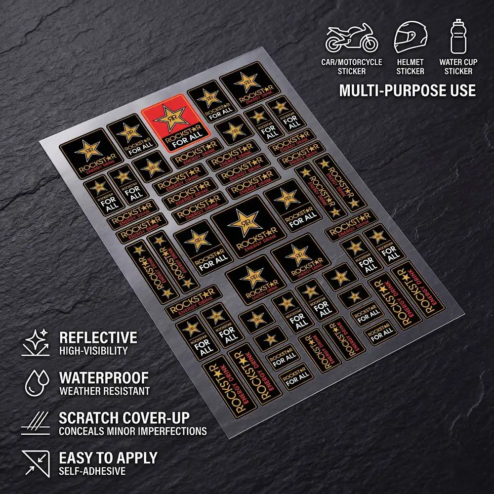 FOR R-RockstarS Universal Multi-Purpose Reflective Waterproof Stickers Scratch Conceal Auto Bike Helmet Mug Fridge Decoration
FOR R-RockstarS Universal Multi-Purpose Reflective Waterproof Stickers Scratch Conceal Auto Bike Helmet Mug Fridge Decoration