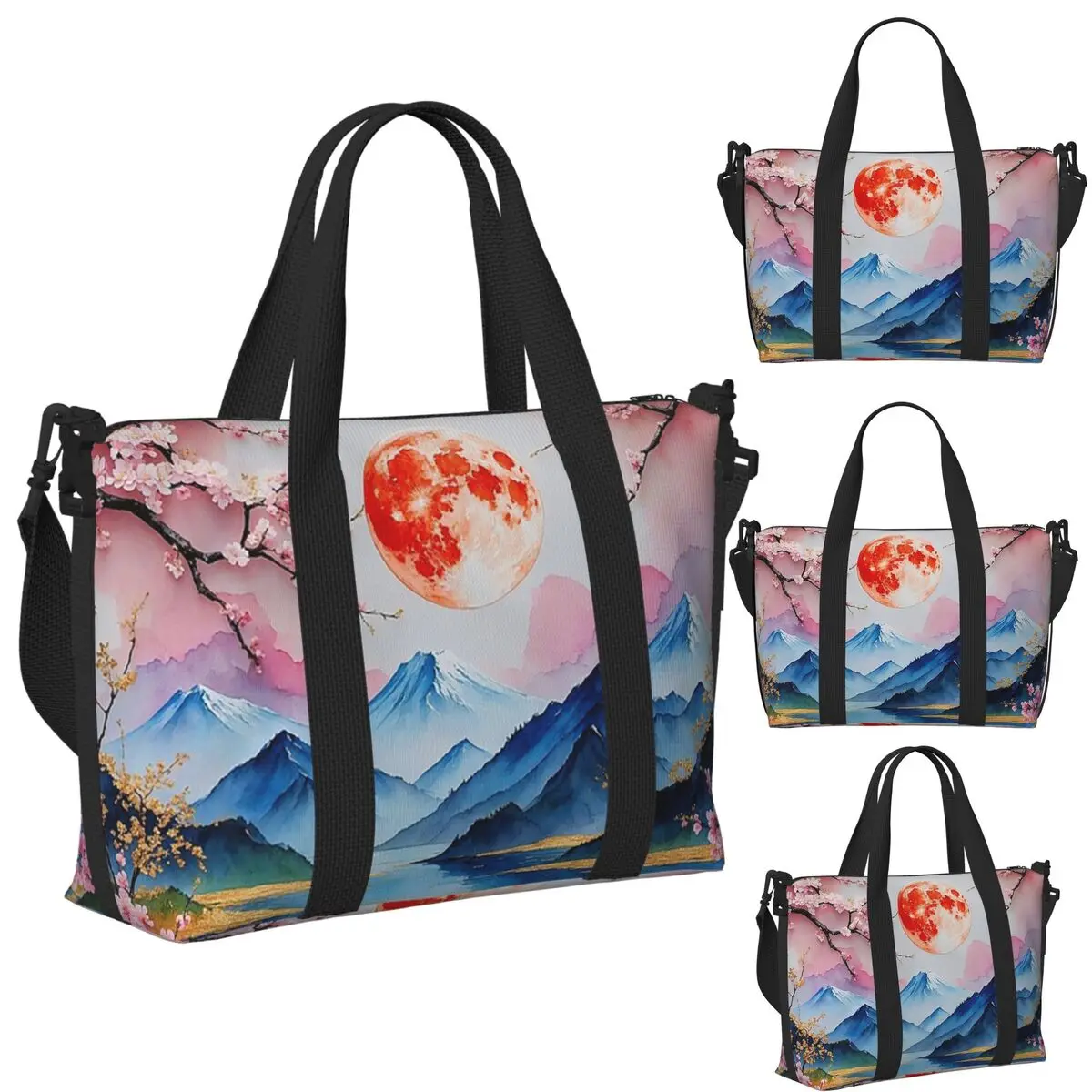 Японские горы Сакура вишни, пляжная дорожная сумка, большая вместительная сумка-тоут для спорта, женская дорожная сумка для покупок
Японские горы Сакура вишни, пляжная дорожная сумка, большая вместительная сумка-тоут для спорта, женская дорожная сумка для покупок