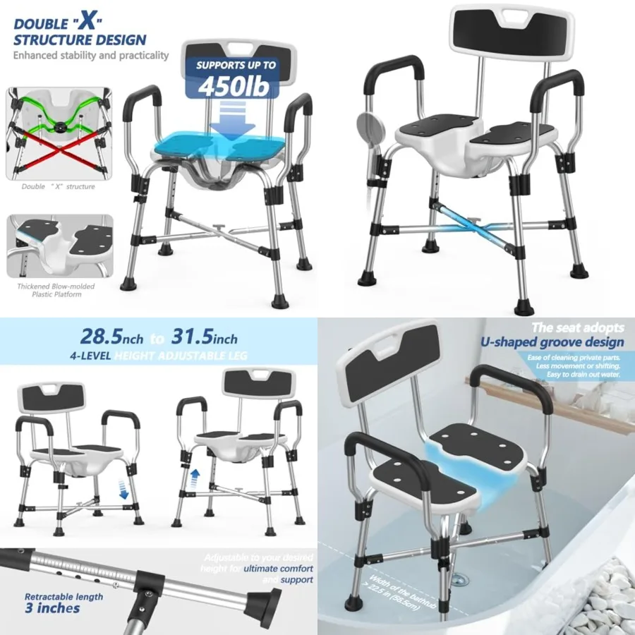 Heavy Duty Shower Chair for Inside Shower 450lb Shower Seat with Arm and Back for Elderly and Disabled Adjustable Height Medica
Heavy Duty Shower Chair for Inside Shower 450lb Shower Seat with Arm and Back for Elderly and Disabled Adjustable Height Medica