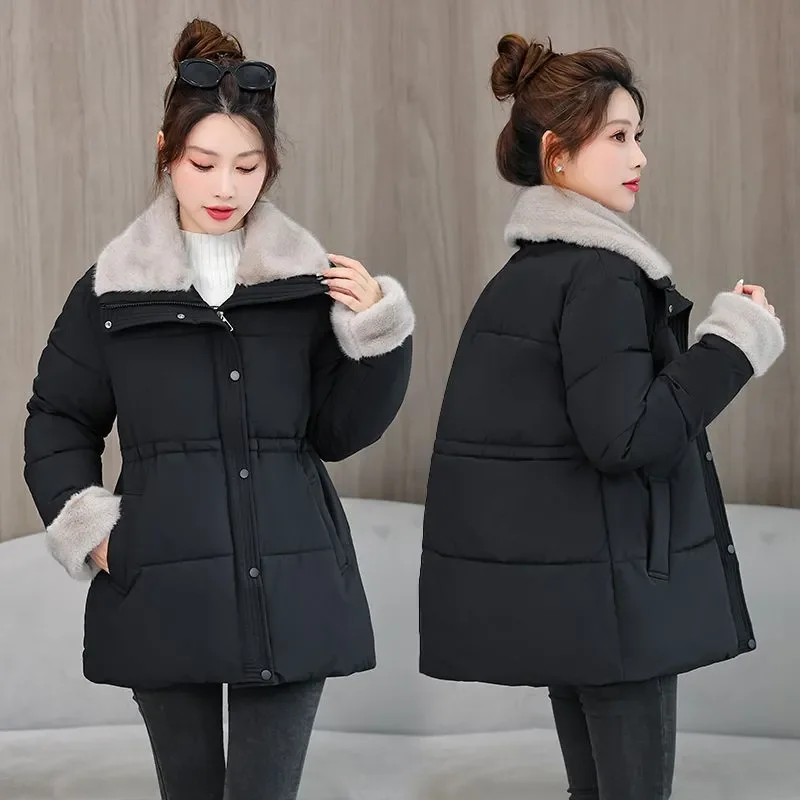 Winter New Down Cotton-Padded Jacket Women's Overcoat Mid-length Lapel Slimming Fashion Loose Cotton Jacket Thickened Warm Parka
Winter New Down Cotton-Padded Jacket Women's Overcoat Mid-length Lapel Slimming Fashion Loose Cotton Jacket Thickened Warm Parka