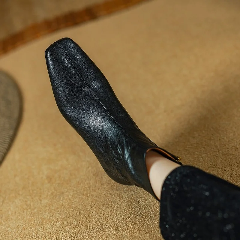 Elegant Shoes Woman Spring Autumn Ankle Boots Back Zip Sheepskin Leather Basic ShoesFrench Style Thick Heel Women's Short Boots
Elegant Shoes Woman Spring Autumn Ankle Boots Back Zip Sheepskin Leather Basic ShoesFrench Style Thick Heel Women's Short Boots