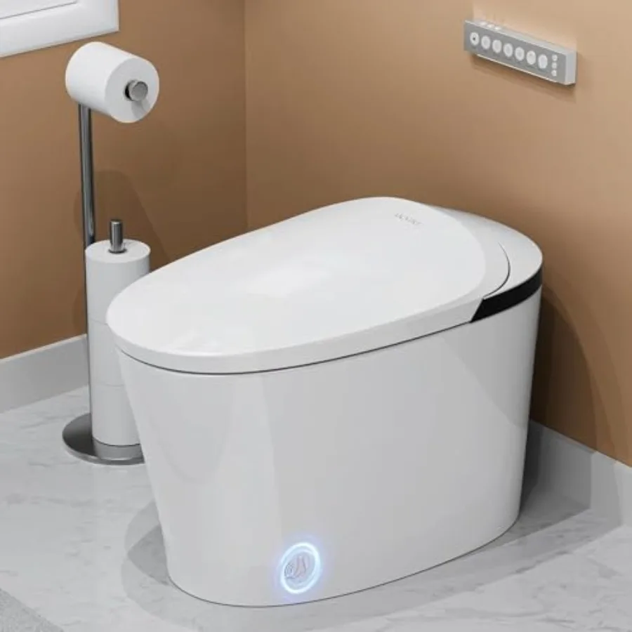 Smart toilet for bathrooms: white ceramic with heated seat, bidet, warm water, air dryer, deodorization, auto flush, booster pu
Smart toilet for bathrooms: white ceramic with heated seat, bidet, warm water, air dryer, deodorization, auto flush, booster pu