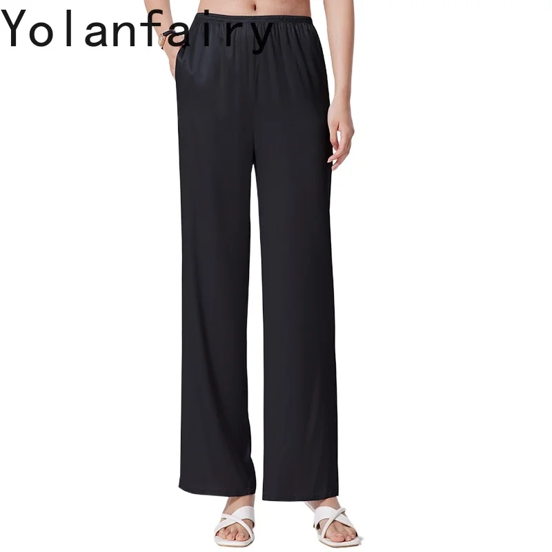 YOLANFAIRY High-end 95% Natural Mulberry Silk Pants for Women Summer 2026 Elegant Wide-leg Pants Woman Clothes Black Trousers
YOLANFAIRY High-end 95% Natural Mulberry Silk Pants for Women Summer 2026 Elegant Wide-leg Pants Woman Clothes Black Trousers