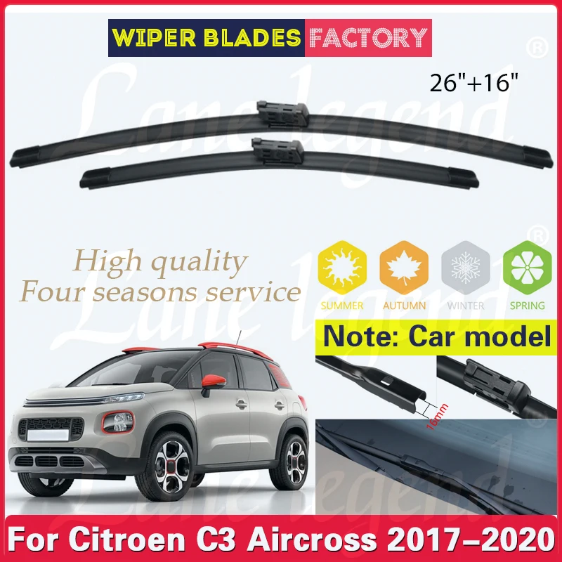 2pcs For Citroen C3 Aircross 2017 2018 2019 2020 Front Wiper Blades Windshield Windscreen Front Window 26"+16" Car Accessories
2pcs For Citroen C3 Aircross 2017 2018 2019 2020 Front Wiper Blades Windshield Windscreen Front Window 26"+16" Car Accessories