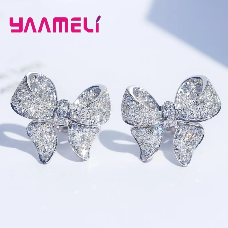Korea OL Stylish Full Austrian Crystal CZ Earrings Pendientes Fine 925 Sterling Silver Bowknot S925 Silver Jewellery
Korea OL Stylish Full Austrian Crystal CZ Earrings Pendientes Fine 925 Sterling Silver Bowknot S925 Silver Jewellery