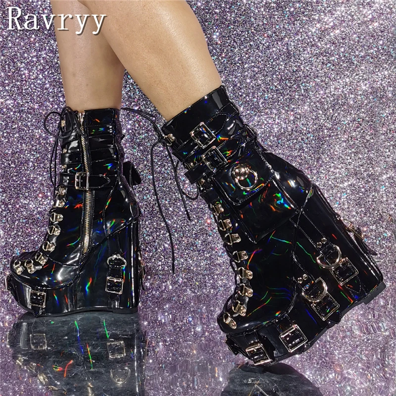Design Punk Belt Buckle Women Short Boots Lace Up Platform Wedge Heels Pu Leather Ankle Boots Winter Warm Footwear Female
Design Punk Belt Buckle Women Short Boots Lace Up Platform Wedge Heels Pu Leather Ankle Boots Winter Warm Footwear Female