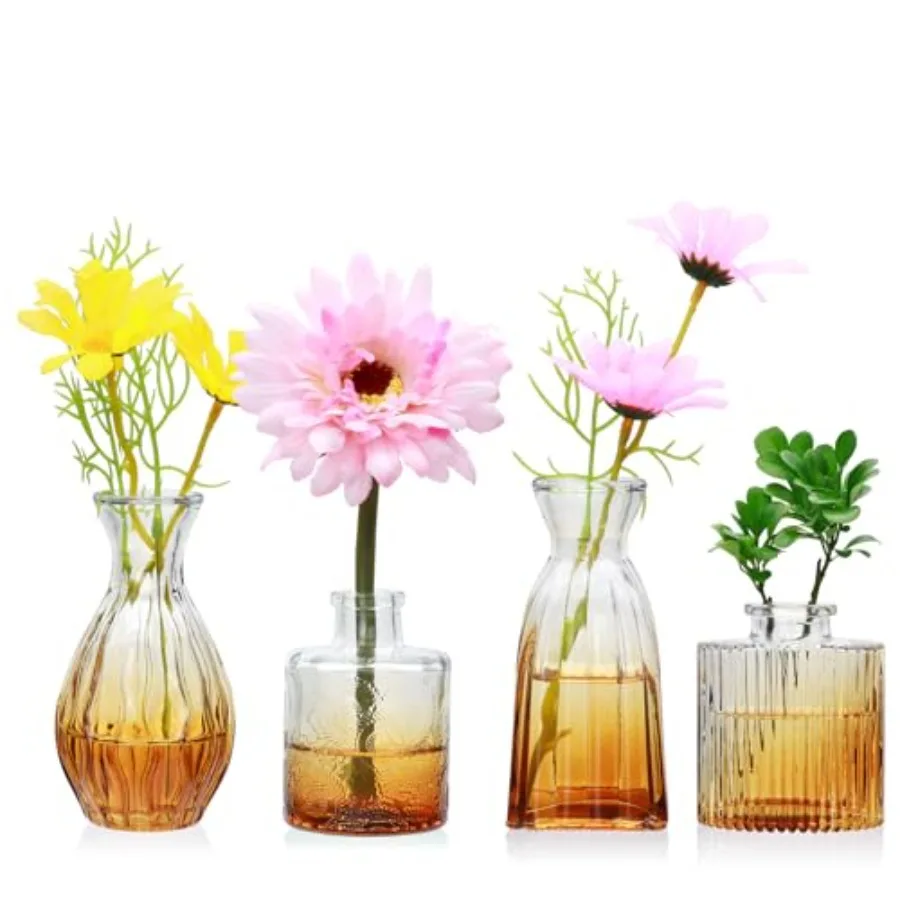 Glass Bud Vases Set of 4, Small Flower Vases for Wedding Centerpiece Table Decorations, Vintage Embossed Mini Vases, Flower Arr
Glass Bud Vases Set of 4, Small Flower Vases for Wedding Centerpiece Table Decorations, Vintage Embossed Mini Vases, Flower Arr
