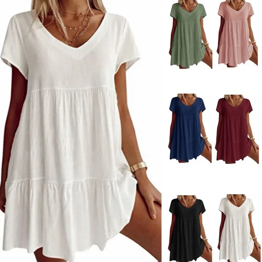 【New style】New style in stock - European and American women's clothing hot summer loose casual short-sleeved waist dress
【New style】New style in stock - European and American women's clothing hot summer loose casual short-sleeved waist dress