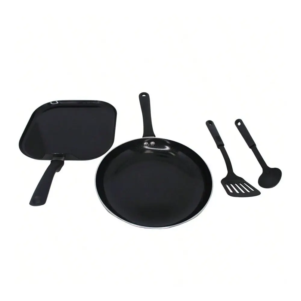Ceramic Cookware Set 4 Pieces, 10 And 10.5 Inches, With Stay Cool Handles, Aluminum, Black
Ceramic Cookware Set 4 Pieces, 10 And 10.5 Inches, With Stay Cool Handles, Aluminum, Black