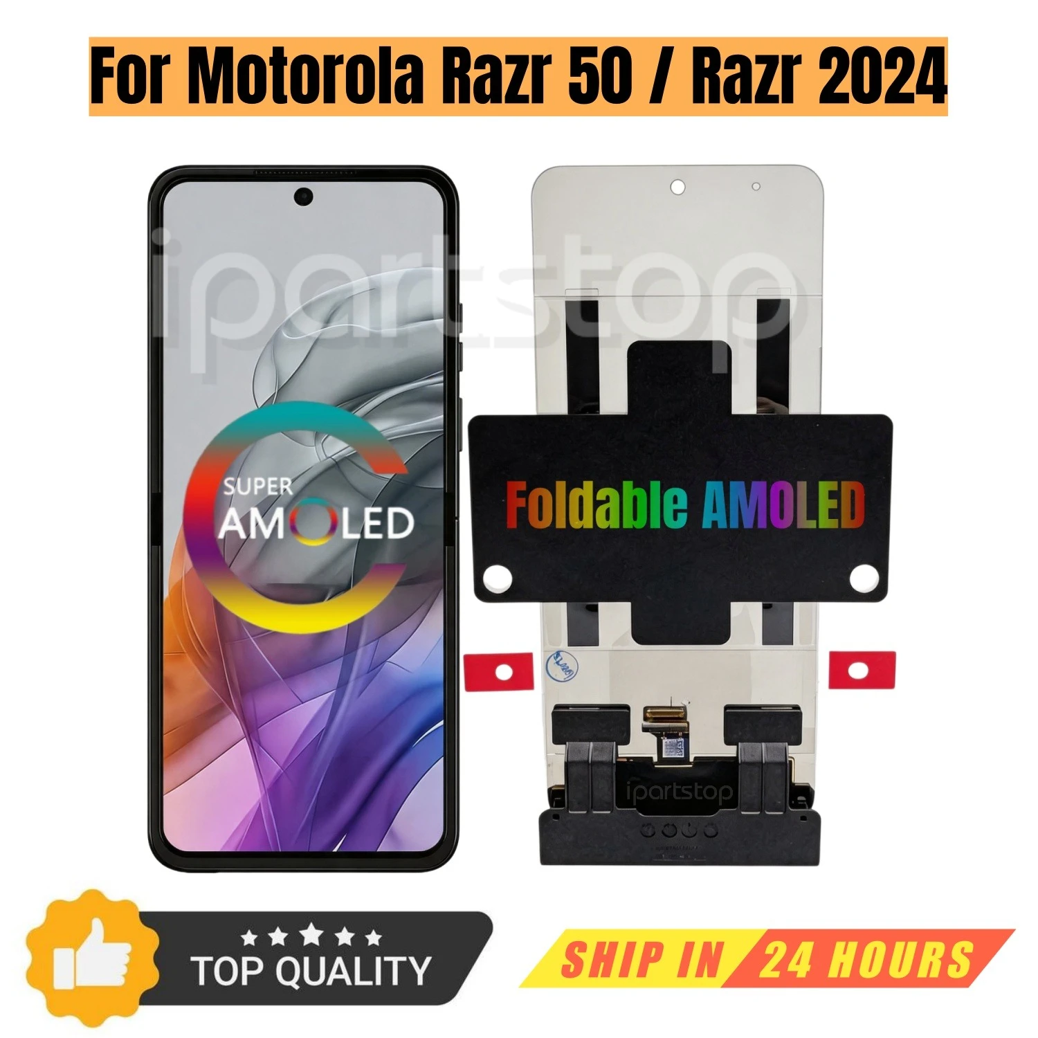 iParts Replacement New Foldable AMOLED Display for Motorola Razr 50 5G 2024 XT2453-1 Front Touch Screen Digitizer Assembly OEM
iParts Replacement New Foldable AMOLED Display for Motorola Razr 50 5G 2024 XT2453-1 Front Touch Screen Digitizer Assembly OEM