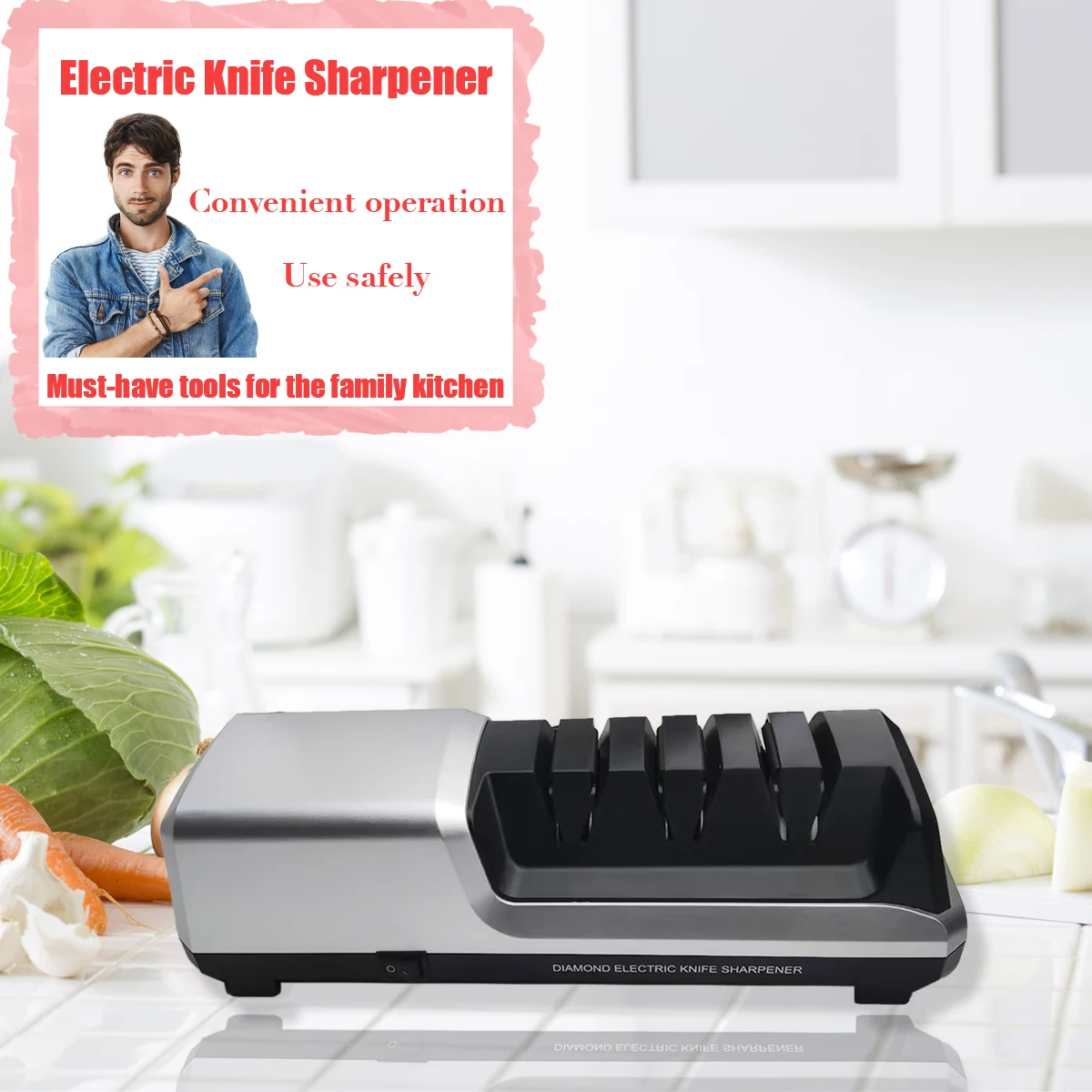 3‑Stage Electric Knife Sharpener Diamond Wheel Coarse Medium Fine Ceramic Grinding Tool for Kitchen Chef & Hunting Knives
3‑Stage Electric Knife Sharpener Diamond Wheel Coarse Medium Fine Ceramic Grinding Tool for Kitchen Chef & Hunting Knives