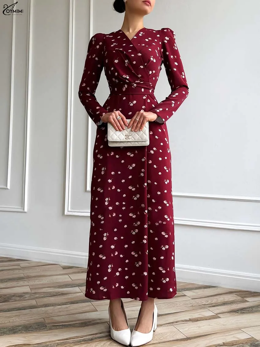 Oymimi Elegant Wine Red Print Women's Dress Fashion V-Neck Long Sleeve Lace-Up Dresses Summer Straight Ankle-Length Dresses
Oymimi Elegant Wine Red Print Women's Dress Fashion V-Neck Long Sleeve Lace-Up Dresses Summer Straight Ankle-Length Dresses