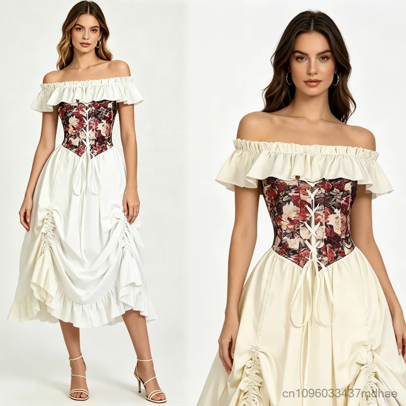Renaissance Lace Up Corset Dress Off Shoulder Women Princess Cosplay Elegant Floral Vintage Victorian Gothic Costume Ball Gown
Renaissance Lace Up Corset Dress Off Shoulder Women Princess Cosplay Elegant Floral Vintage Victorian Gothic Costume Ball Gown