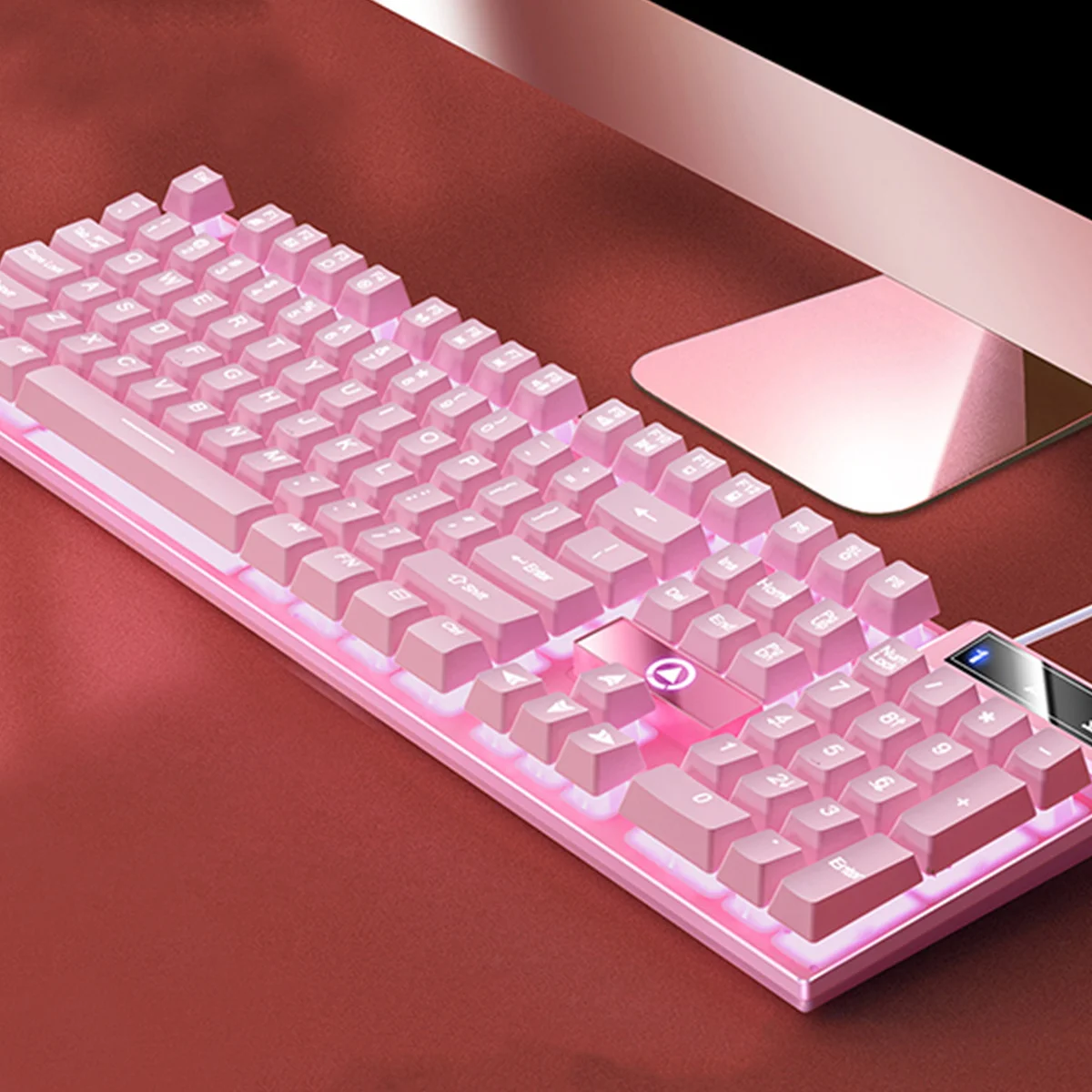Color Block Glowing Gaming Wired USB Full Size Keyboard with Light up Keys Pink Rgb Foldable Thickened Back Plate Wear Resistant
Color Block Glowing Gaming Wired USB Full Size Keyboard with Light up Keys Pink Rgb Foldable Thickened Back Plate Wear Resistant