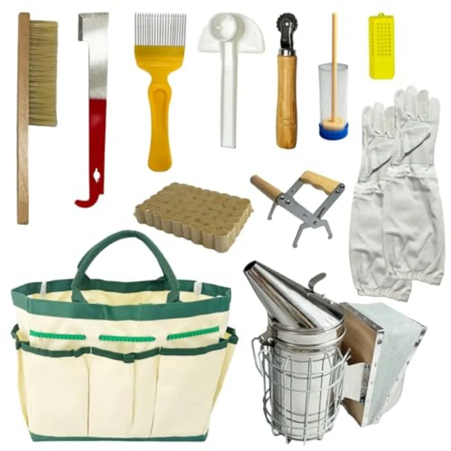 12Pcs Beekeeping Supplies, Bee Keeping Starter Kit, Bee Keeping Supplies-All Beekeeping Tools, Honey Bee Hive Tools Bee Smoker
12Pcs Beekeeping Supplies, Bee Keeping Starter Kit, Bee Keeping Supplies-All Beekeeping Tools, Honey Bee Hive Tools Bee Smoker