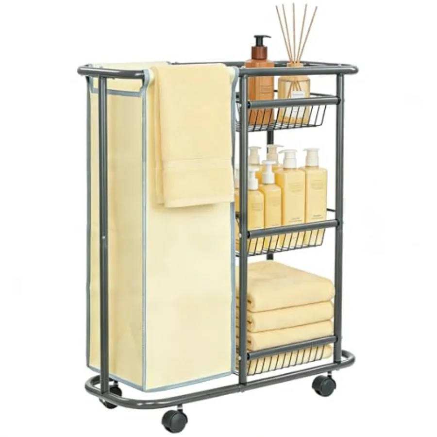 Narrow Laundry Cart with Wheels, 3 Baskets and 45L Laundry Bag Metal Rolling Cart for Small Space, Laundry Room Organization an
Narrow Laundry Cart with Wheels, 3 Baskets and 45L Laundry Bag Metal Rolling Cart for Small Space, Laundry Room Organization an